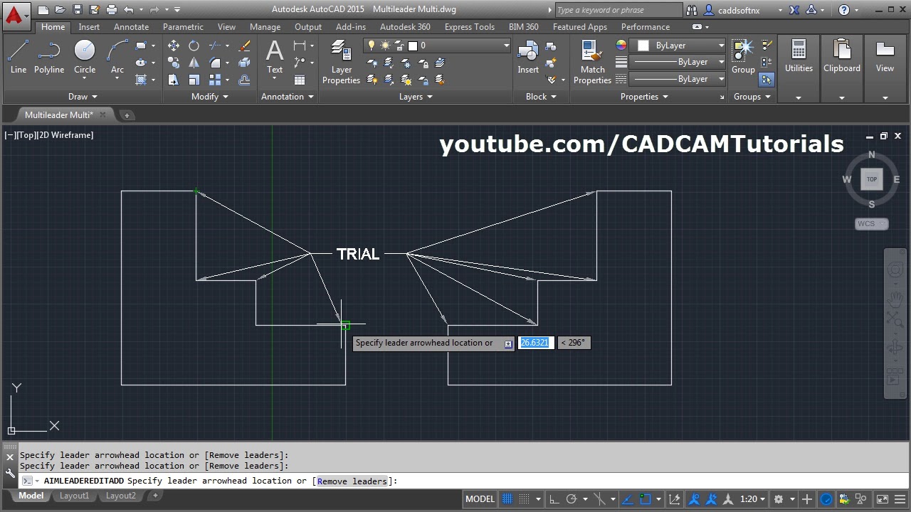 how to add arrows autocad